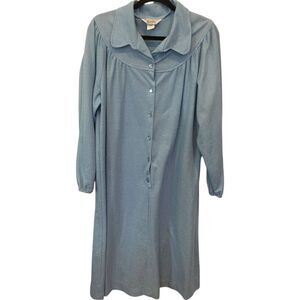 Lady Blair Midi Dress Button Front‎ Collared Long Sleeve Blue Women's Size 22